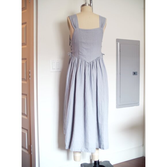 Alice pinafore dress (100%) linen fabric , dress - Picture 5 of 9